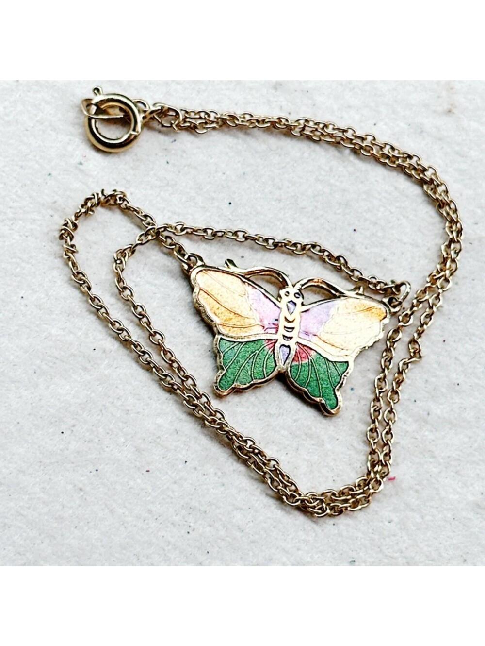 5273gc. Goldtone Yellow Butterfly Necklace Choker